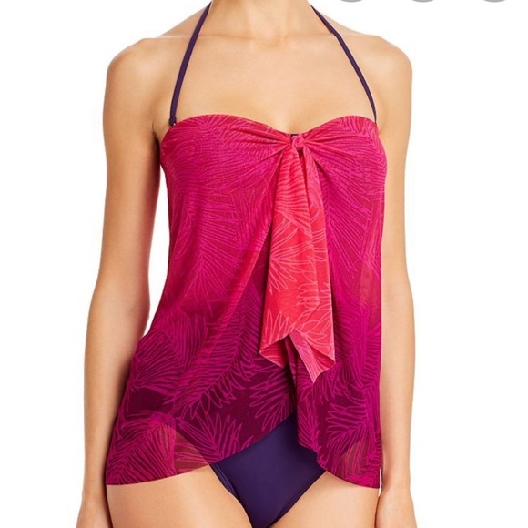 LAUREN Ralph Lauren Ombré Palm Flyaway Swimsuit - Picture 1 of 10